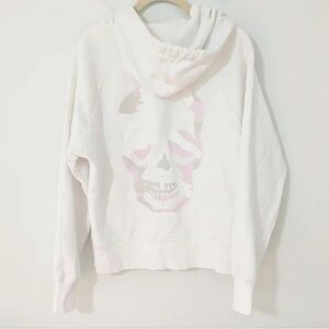 White zadig & voltaire hoodie with pink skull on the back. Small fit